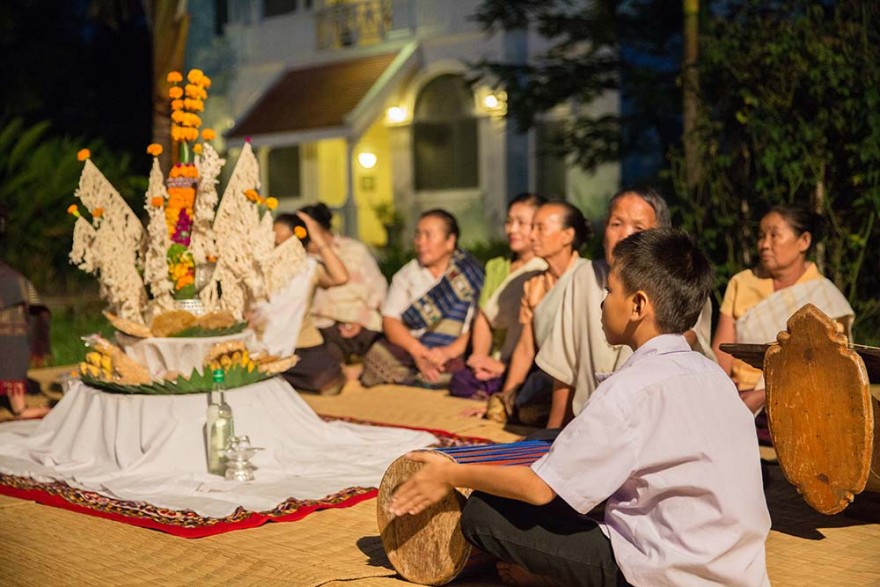 Baci ceremony performed at Luang Say Residence, a 5 star luxury boutique hotel located in the UNESCO heritage city of Luang Prabang, Laos