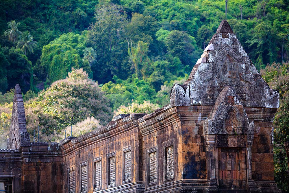 The Vat Phou, a ruined Khmer Hindu temple located in Champasak province in southern Laos.
